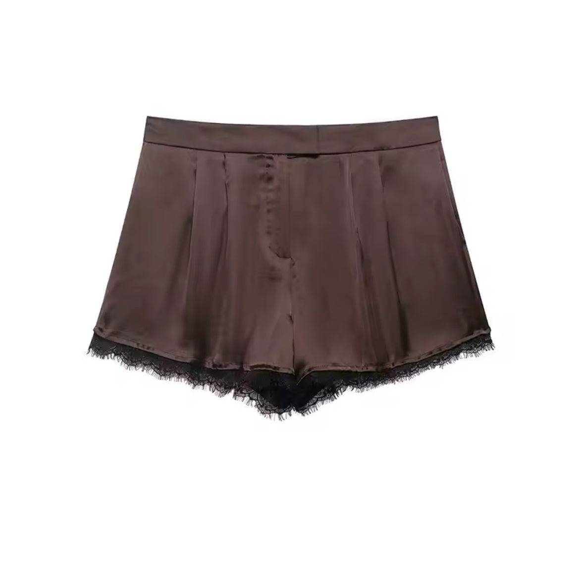 Short satin marron
