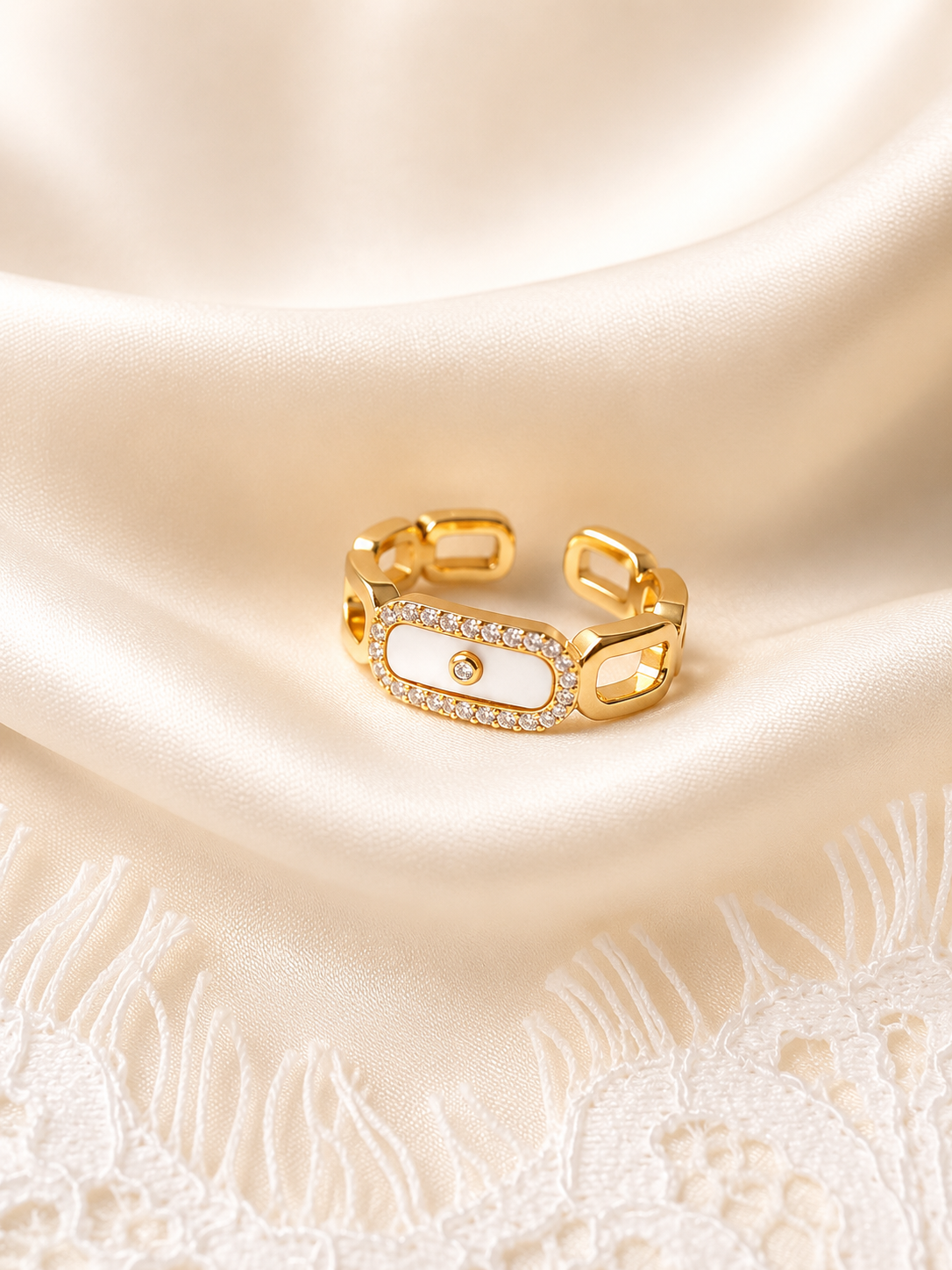 Bague Médaillon Blanc EVENA