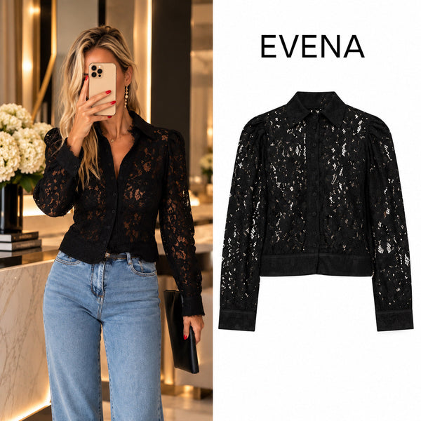 Veste noire en dentelle florale