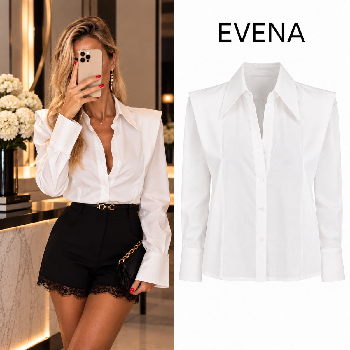 Chemise blanche élégante à manches longues