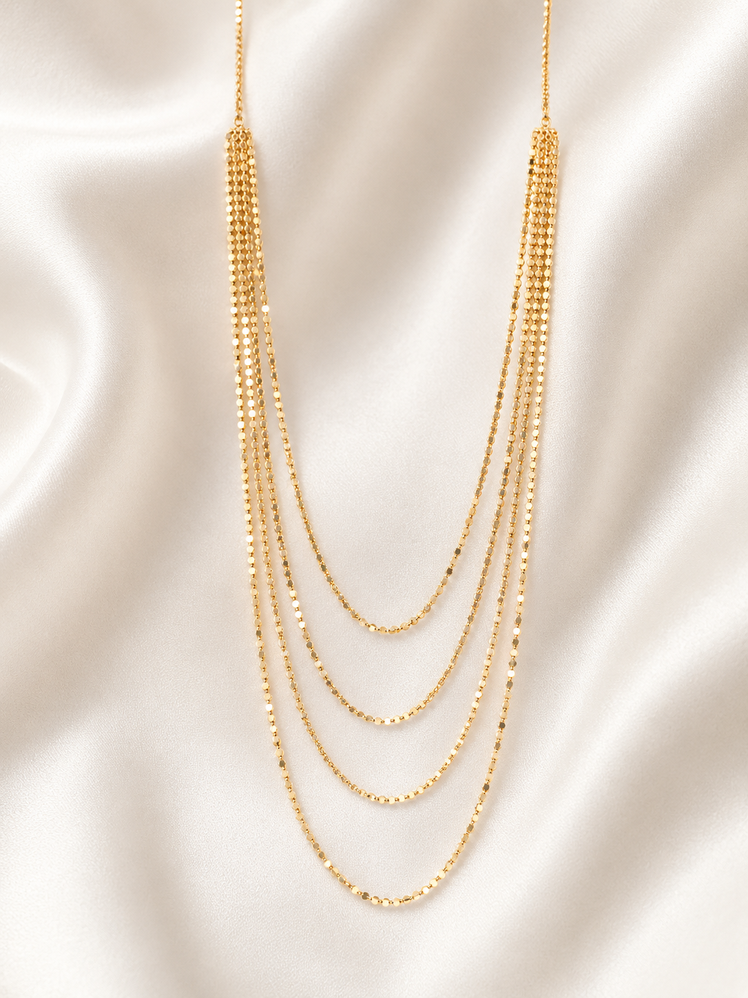 Collier Doré 4 Rangs Chaînes Disques