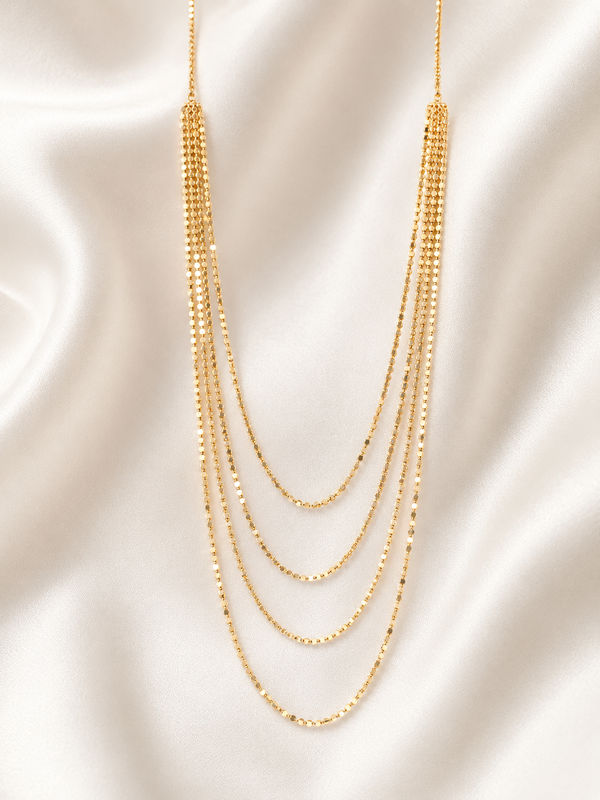 Collier Doré 4 Rangs Chaînes Disques