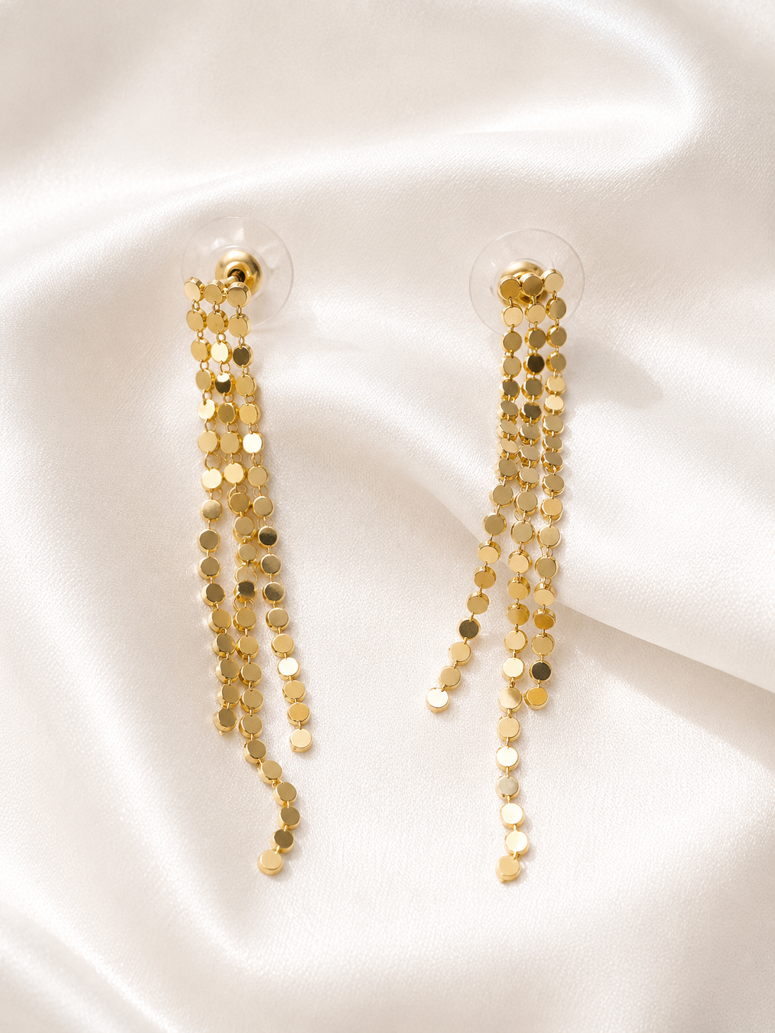 Boucles d'Oreilles Dorées Franges Disques