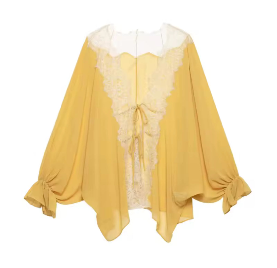Blouse Moutarde Dentelle Ivoire