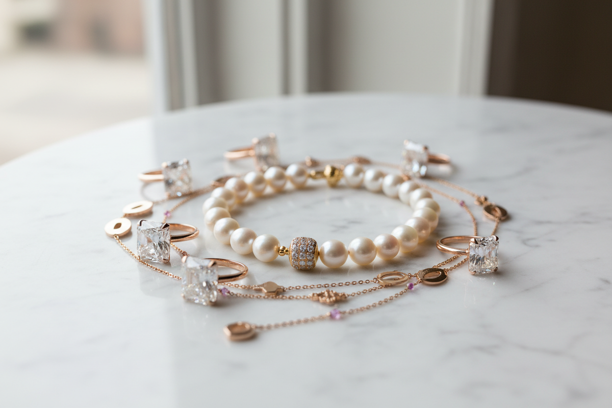 Bijoux — fond marbre blanc lumineux