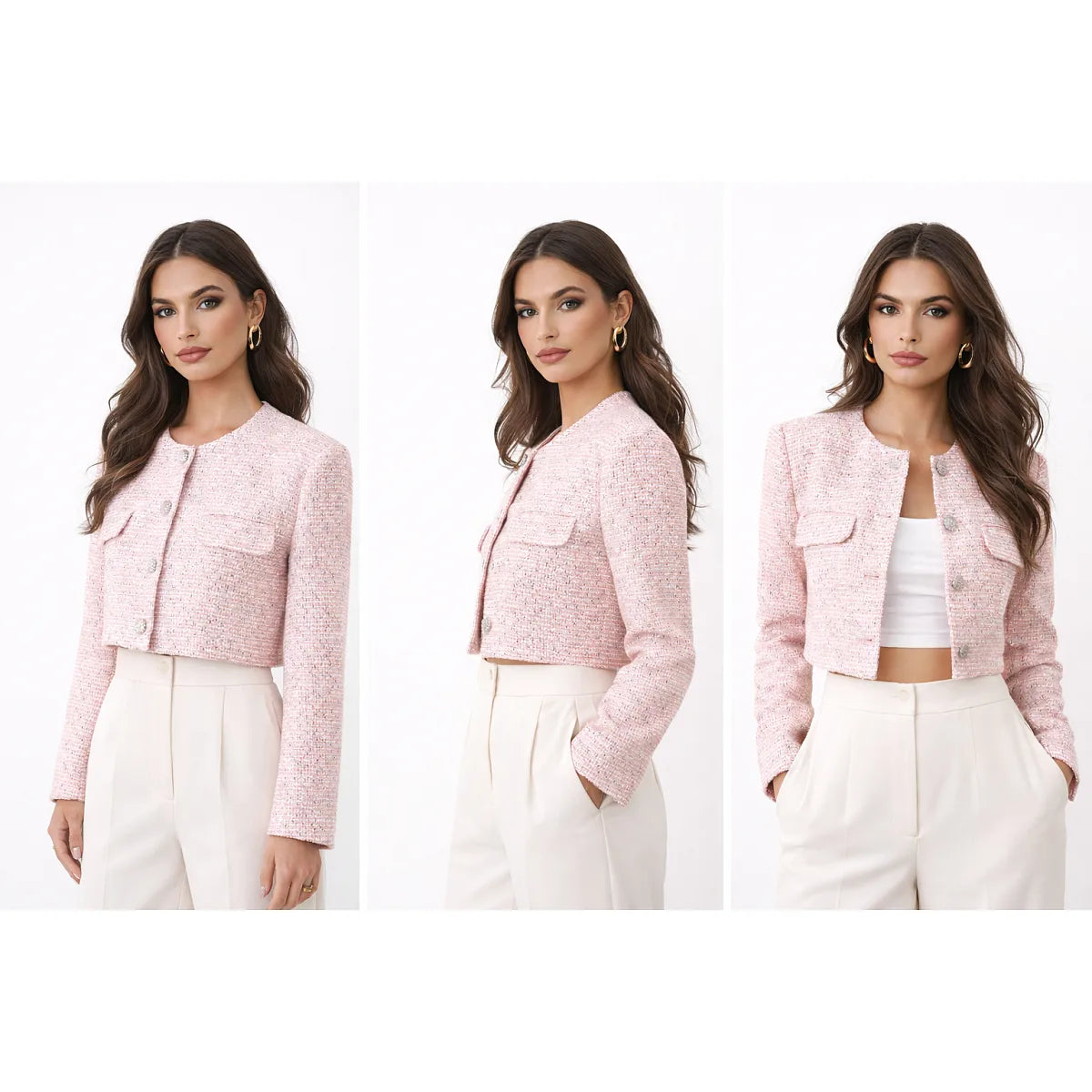 Blazer rose EVENA fond blanc