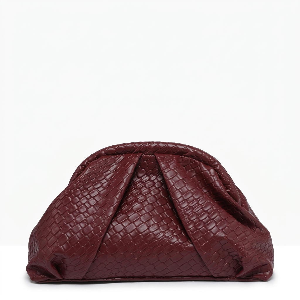 Pochette Gabrielle – Effet croco bordeaux